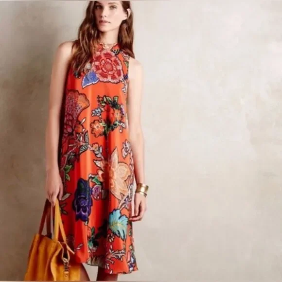 Anthropology 100% Silk Larkhill Swing Dress by Maeve, Size Medium - Picture 5 of 9